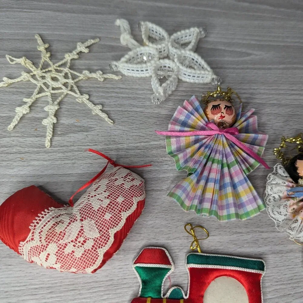 Vintage Group of 14 Ornament Some Hand Made